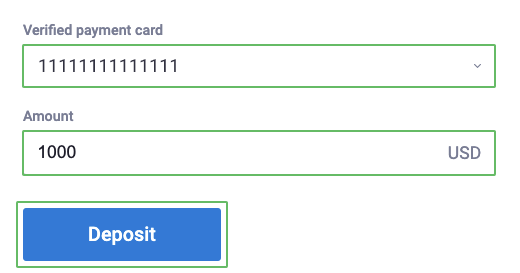 Visa/Mastercard deposit method form
